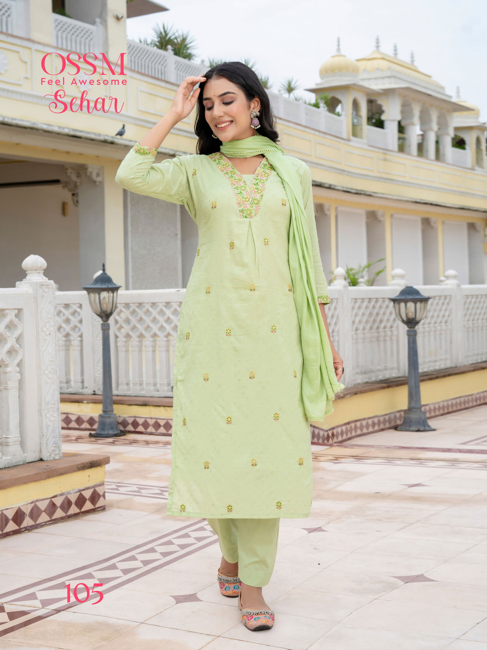 Sehar By Ossm Mal Jacquard Kurti With Bottom Dupatta Suppliers In India
